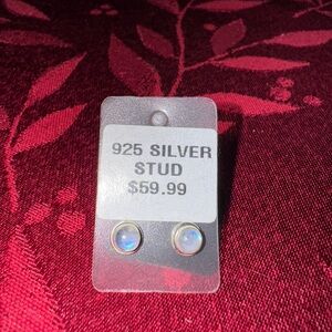 Solid Sterling Silver 925 Moonstone Stud Earrings